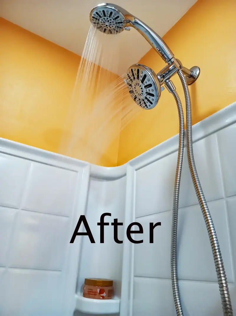 New dual shower head running after installation